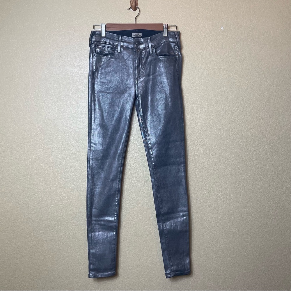True Religion Halle metallic mid-rise super skinny jeans